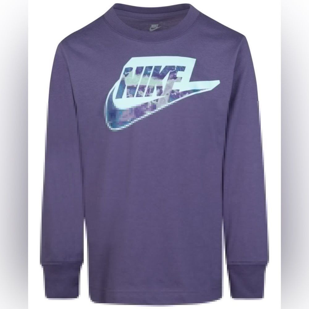 Nike Little Boys Futura Printed T-shirt size 7 Long Sleeve T-shirt Canyon Purple - Picture 2 of 8